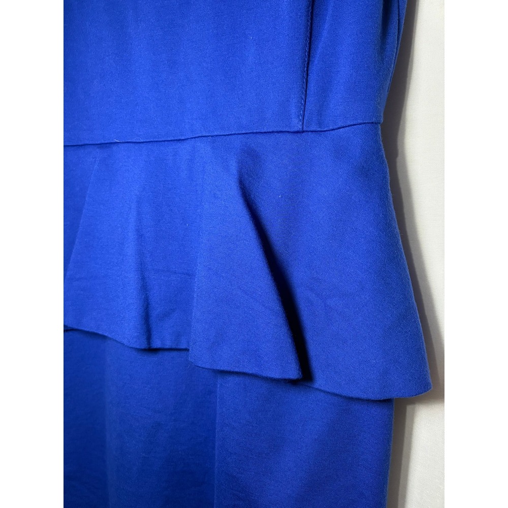 Banana Republic Royal Blue Peplum Sheath Dress Cap Sleeve Ponte Knit Sz 4 - Picture 3 of 10